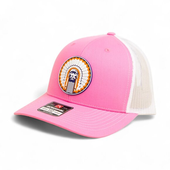 Illinois Fighting Illini Chief Illiniwek 3D Snapback Trucker Hat- Pink/ White - Picture 1 of 3